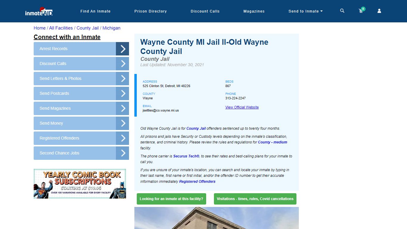 Wayne County MI Jail II-Old Wayne County Jail - Inmate Locator ...