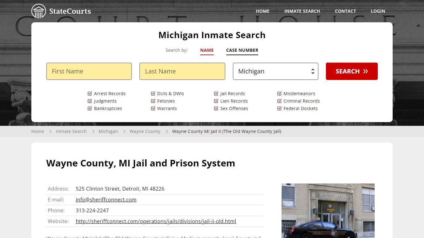 Wayne County MI Jail II (The Old Wayne County Jail) Inmate Records ...